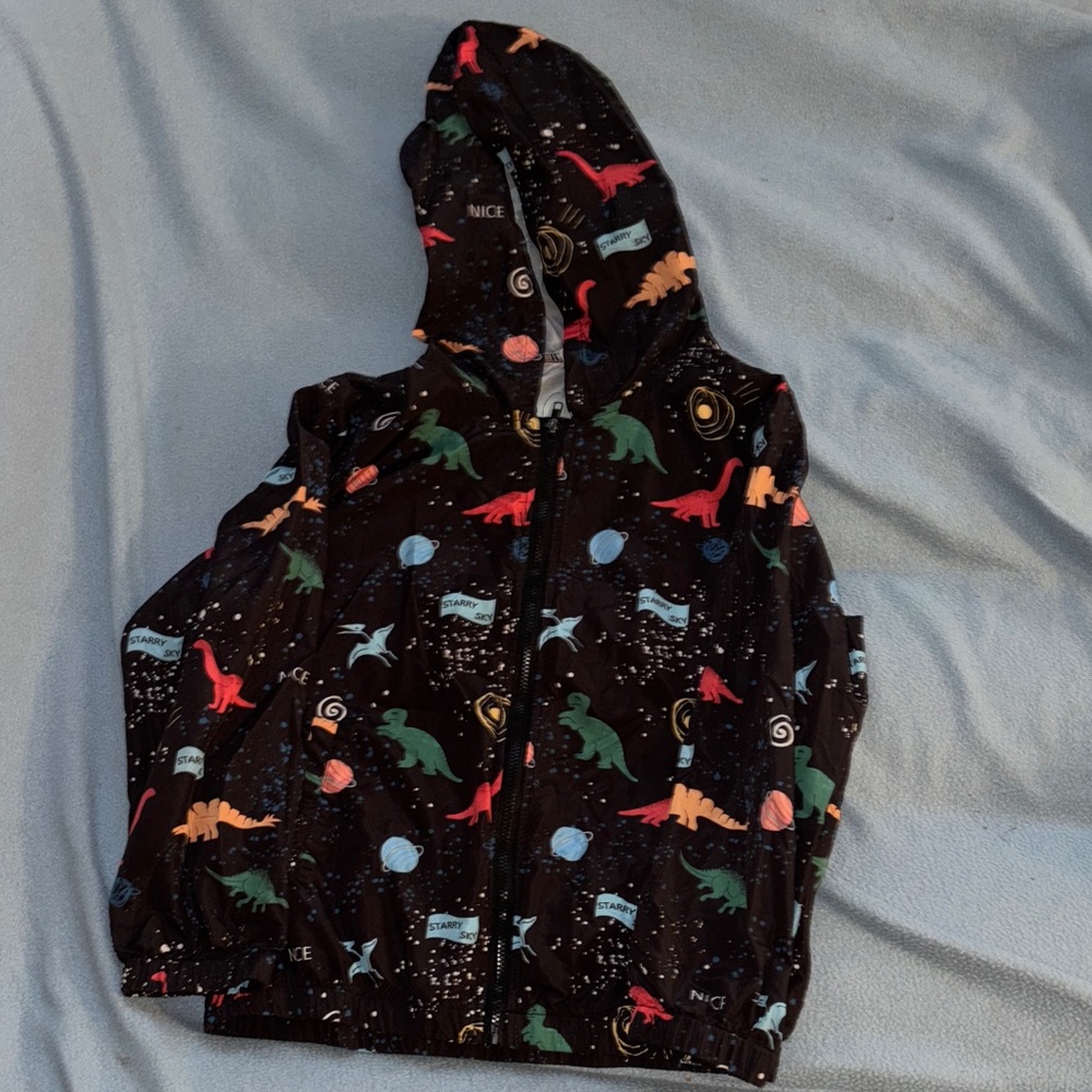SHEIN Kids Dinosaur Print Raincoat - Black and Multicolor